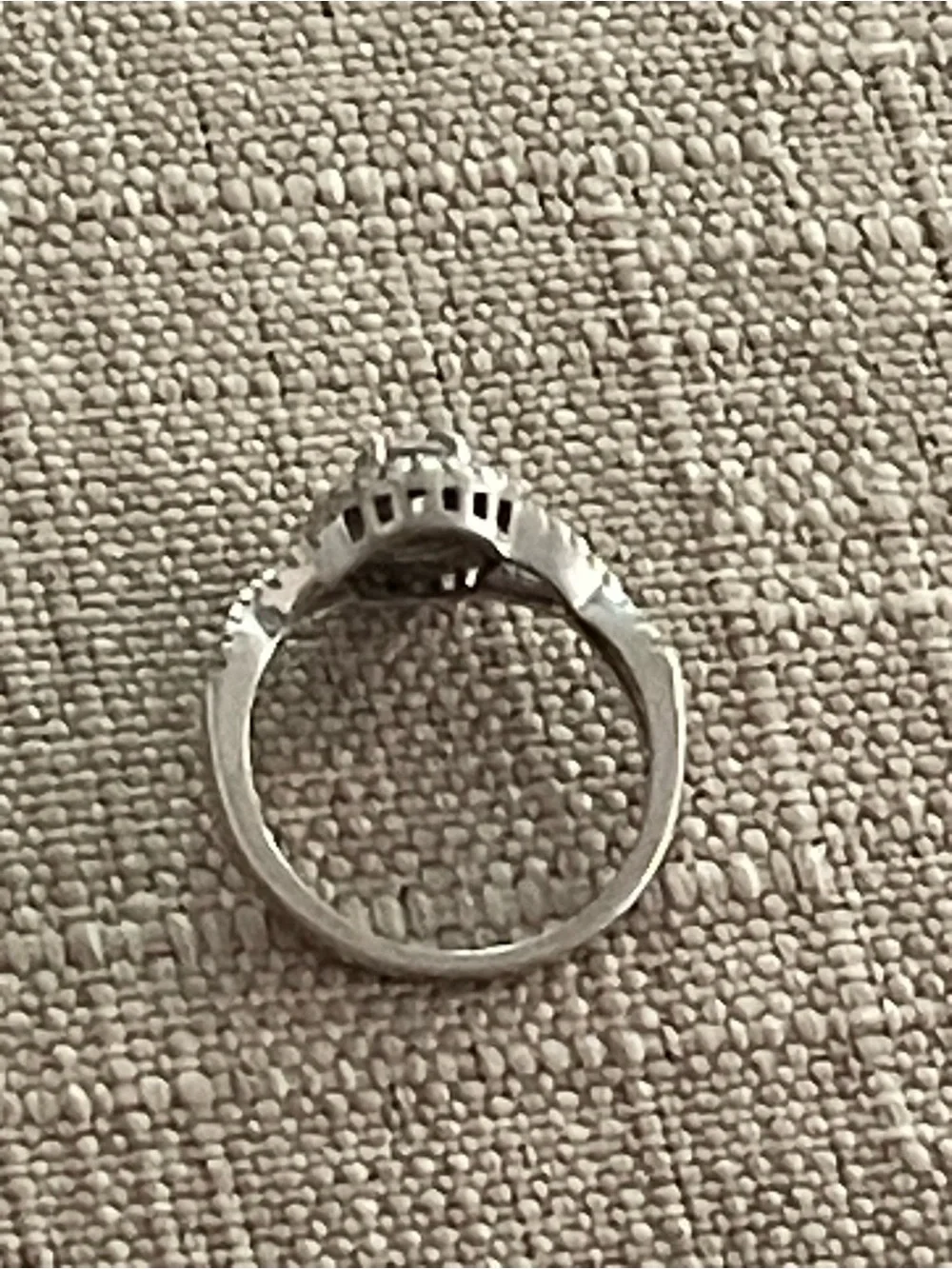 Vintage Sterling Silver Floral Halo Ring with Central Stone